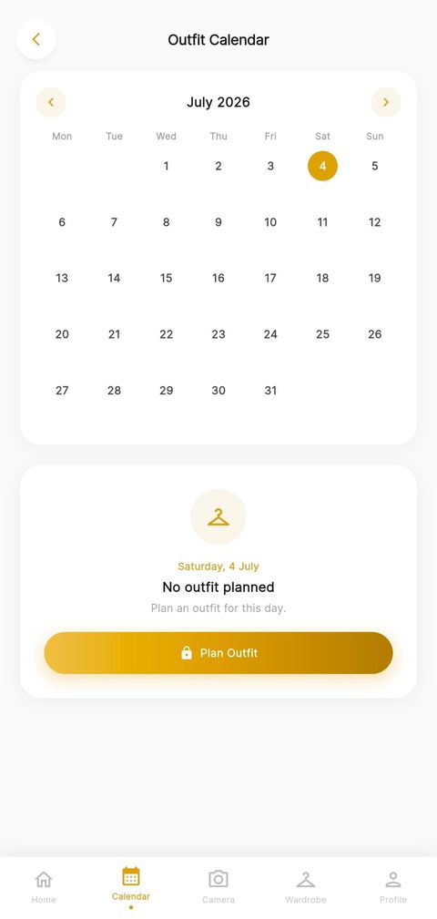 Outfit calendar for planning ahead