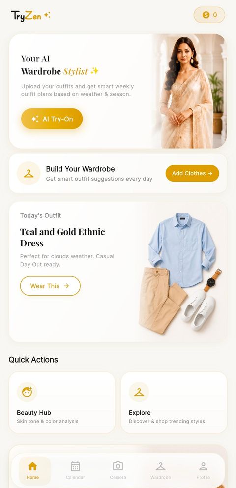 Home screen with today's outfit